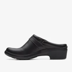 Hot Angie Mist Black Leather Women Clogs & Mules