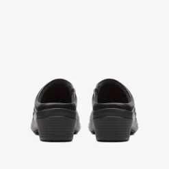 Hot Angie Mist Black Leather Women Clogs & Mules