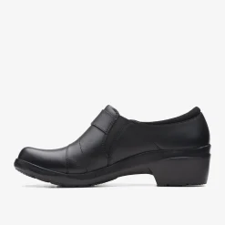 Hot Angie Pearl Black Leather Women Clogs & Mules