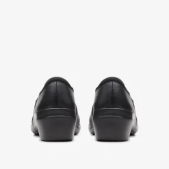 Hot Angie Pearl Black Leather Women Clogs & Mules