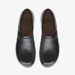 Hot Angie Pearl Black Leather Women Clogs & Mules