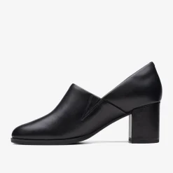 Freva 55 Lily Black Leather Women Dress Shoes|Heels & Pumps