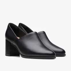 Freva 55 Lily Black Leather Women Dress Shoes|Heels & Pumps