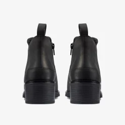 Memi Zip Black Leather Women Boots & Booties